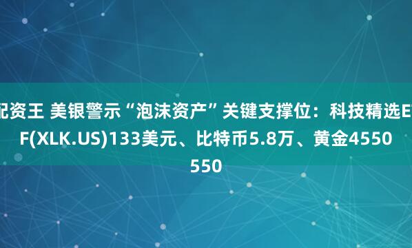 配资王 美银警示“泡沫资产”关键支撑位：科技精选ETF(XLK.US)133美元、比特币5.8万、黄金4550