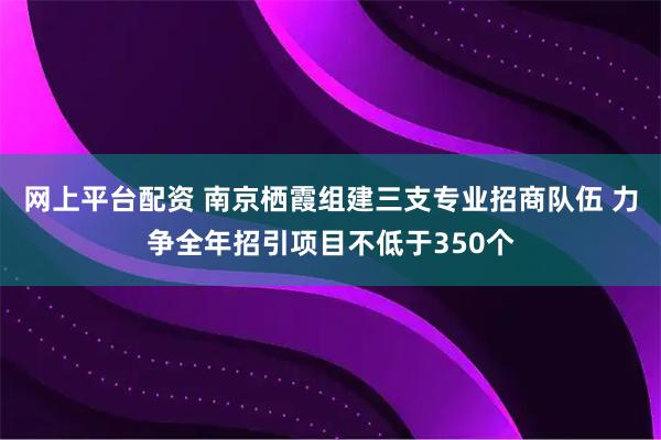 网上平台配资 南京栖霞组建三支专业招商队伍 力争全年招引项目不低于350个